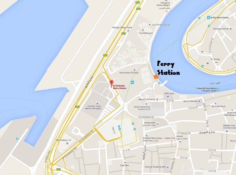 Location of the Al Ghubaiba Ferry Terminal